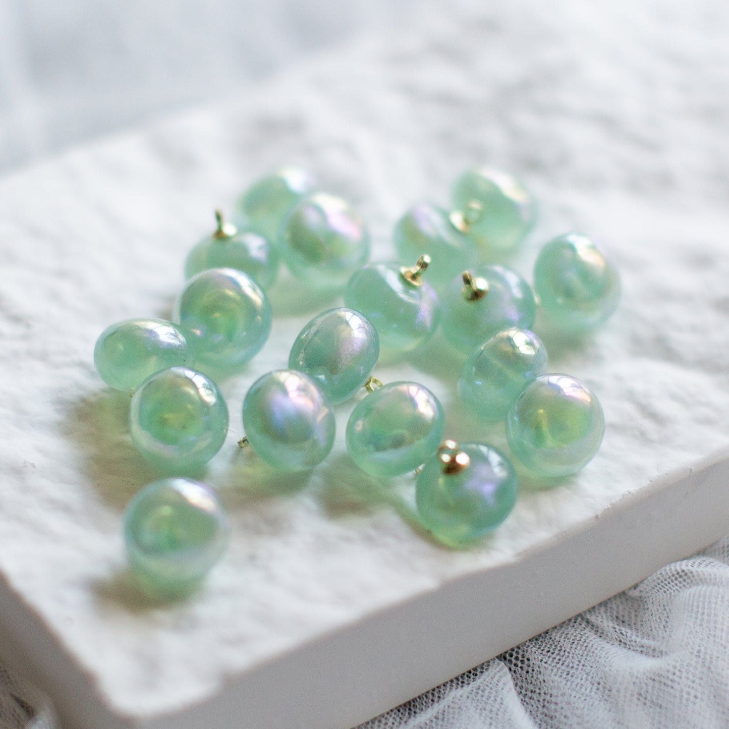 *6個* オーロラグリーン ビーズ Aurora Green Beads PS-0001