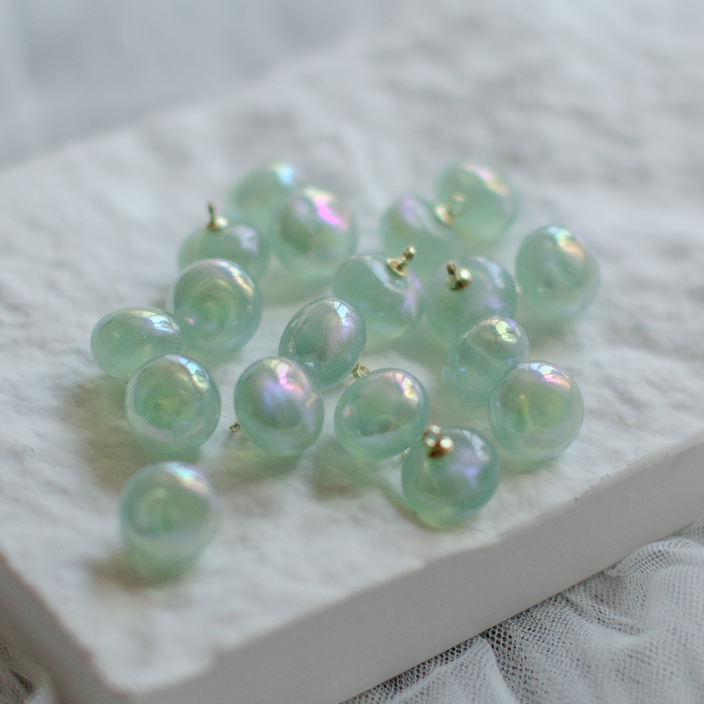 *6個* オーロラグリーン ビーズ Aurora Green Beads PS-0001