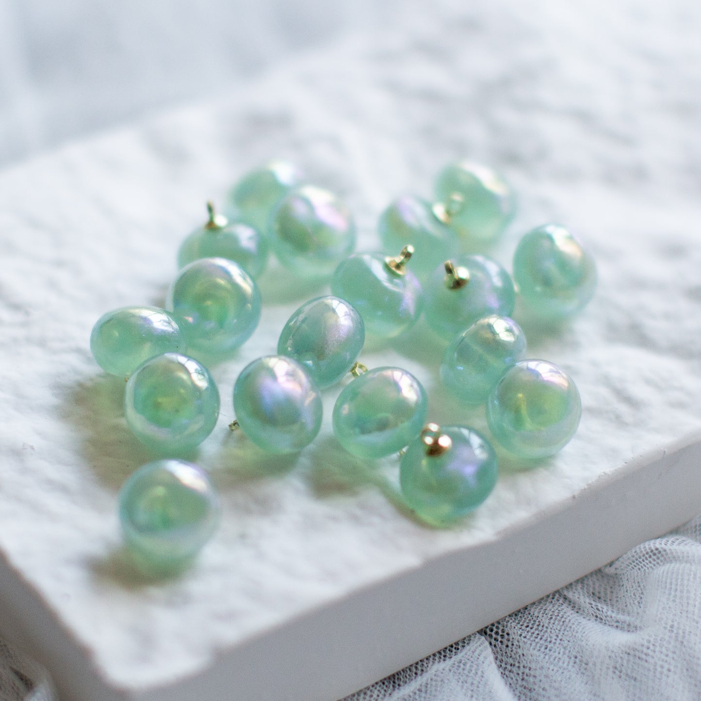 *6個* オーロラグリーン ビーズ Aurora Green Beads PS-0001