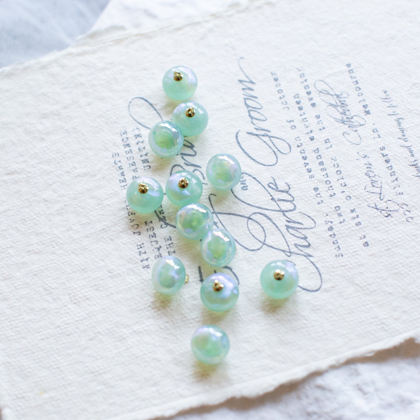 *6個* オーロラグリーン ビーズ Aurora Green Beads PS-0001