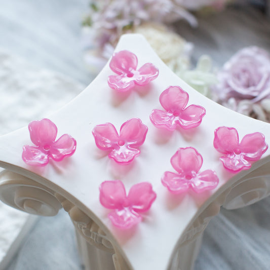 *6個* 樹脂フラワービーズ ピンク フラワーチャーム フラワーカボション PS-0058