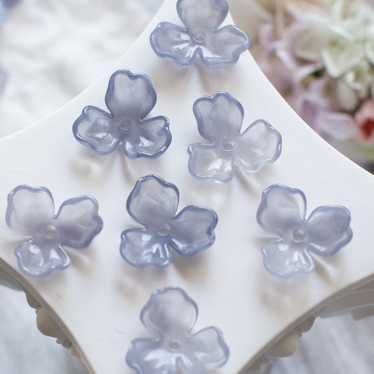 *6個* 樹脂フラワービーズ ペールパープル  フラワーチャーム フラワーカボション PS-0062
