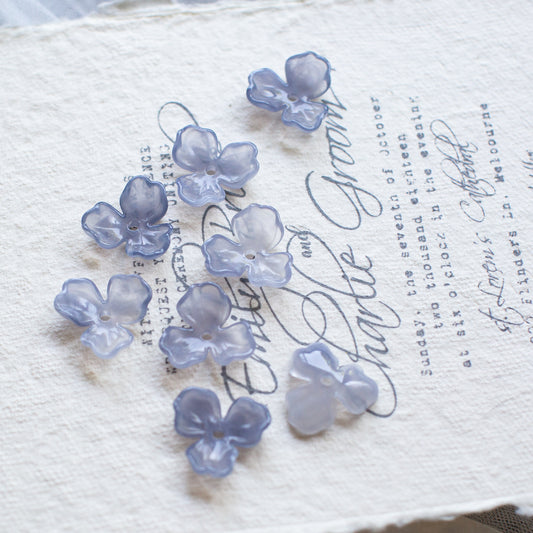 *6個* 樹脂フラワービーズ ペールパープル フラワーチャーム フラワーカボション PS-0062