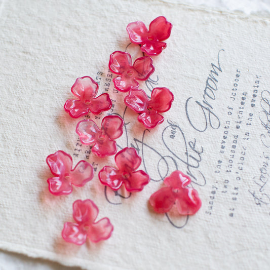*6個* 樹脂フラワービーズ フーシャピンク  フラワーチャーム フラワーカボション PS-0061