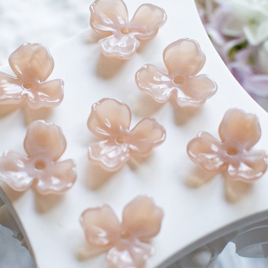 *6個* 樹脂フラワービーズ ペールピンク  フラワーチャーム フラワーカボション PS-0064